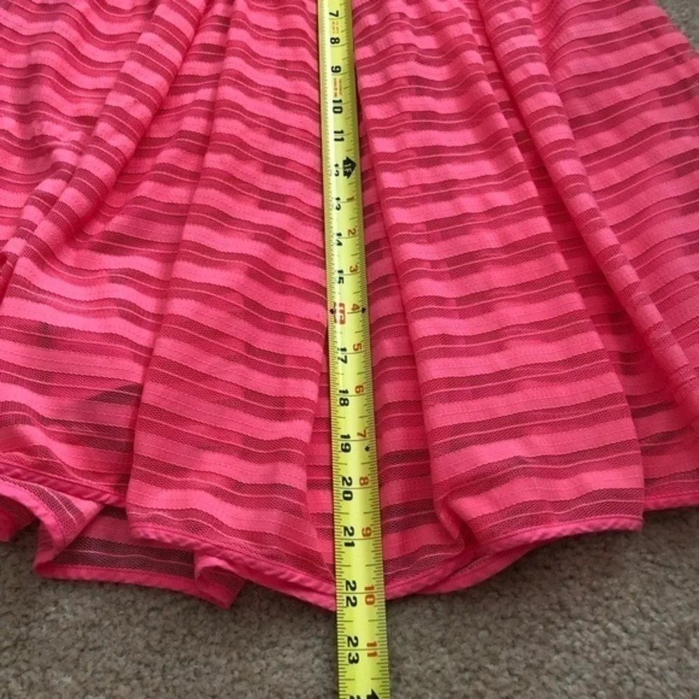 Anthropologie Maeve Coral Skirt Striped Mesh Midi Style Wedding guest